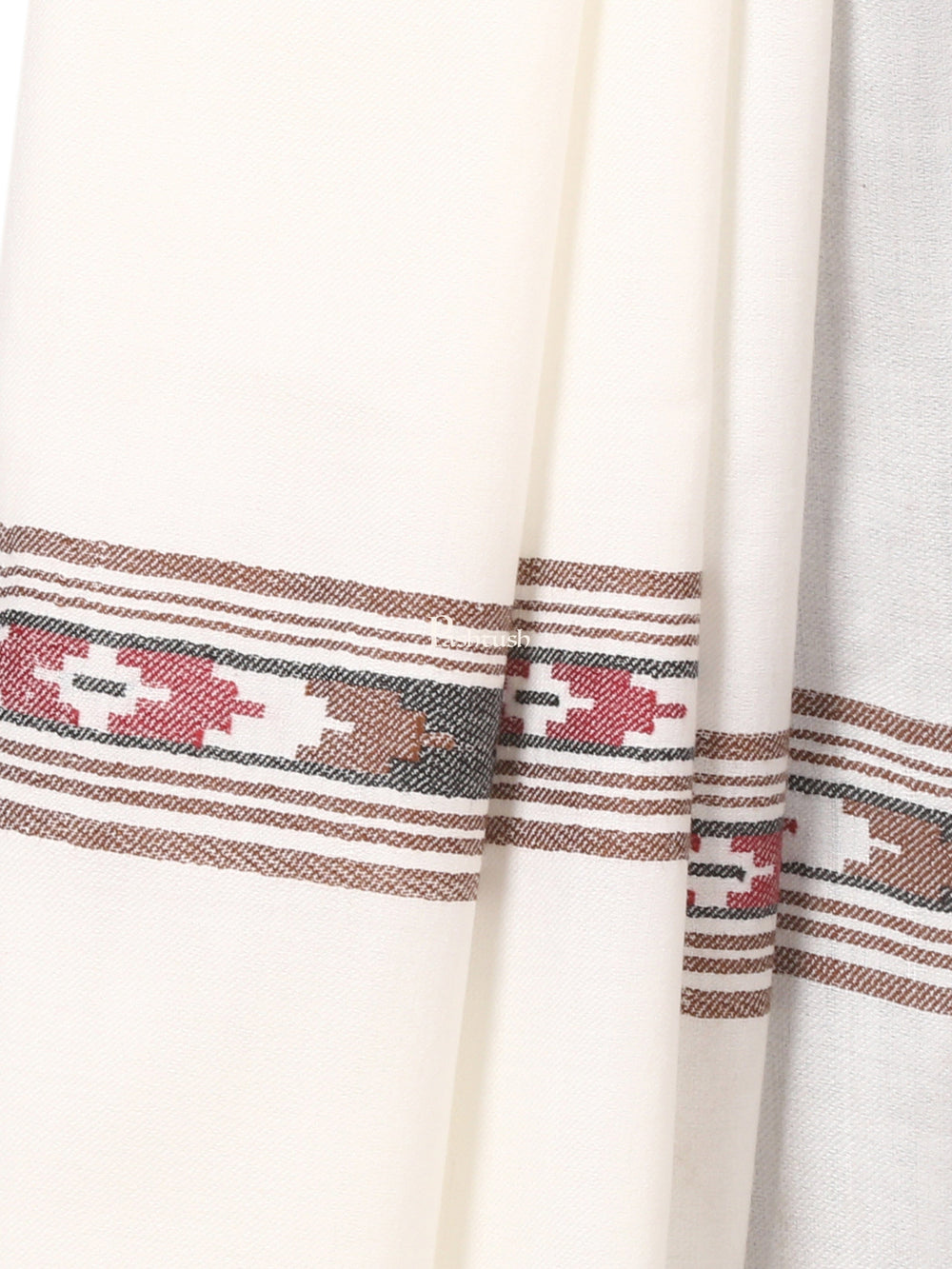 Pashtush India Mens Shawls Gents Shawl Pashtush Mens Woven Aztec Design Shawl, Fine Wool, Ivory