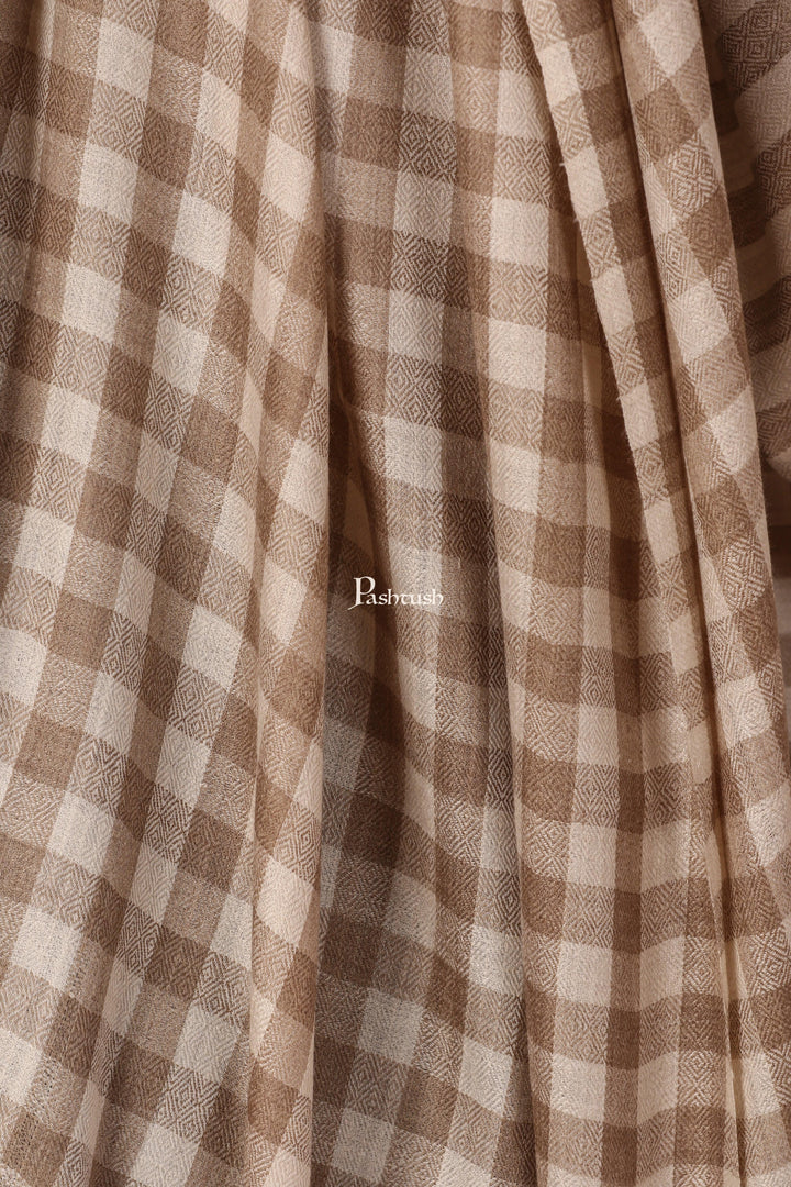 Pashtush India Mens Shawls Gents Shawl Pashtush Mens Woven Check Design Shawl, Australian Merino Wool Light Weight, Soft Handfeel