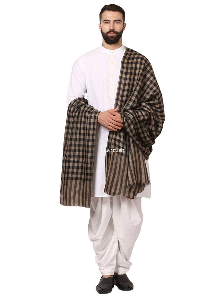 Pashtush His and Her Gift Set of Fine Wool Shawls, Black, Packaged in Keepsake Wooden Chester Gift Box