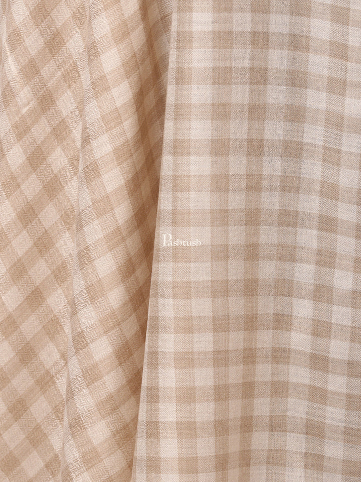 Pashtush India Mens Shawls Gents Shawl Pashtush Mens Woven Check Shawl, Ultra-Light Weight - Fine Wool, Medium, Herringbone Checks