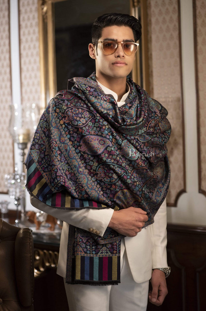 Pashtush India 70x200 Pashtush Mens Woven Ethnic Stole, Extra Soft Bamboo Fibre