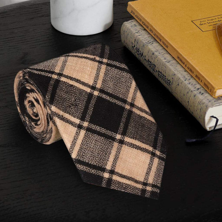 Pashtush Mens Woven Jacquard Necktie, Tie For Men, Classic Colours, Free Size, Black