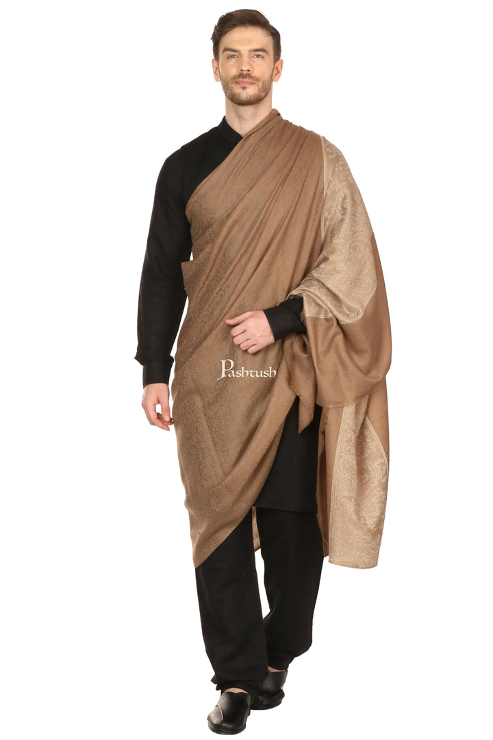 Pashtush India Mens Shawls Gents Shawl Pashtush Mens Woven Jacquard Shawl, Extra Fine Wool, Soft And Warm
