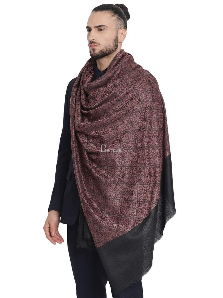 Pashtush India 114x228 Pashtush Mens Woven Paisley, Self Shawl, In Extra Soft Fine Wool, Large Wrap Size