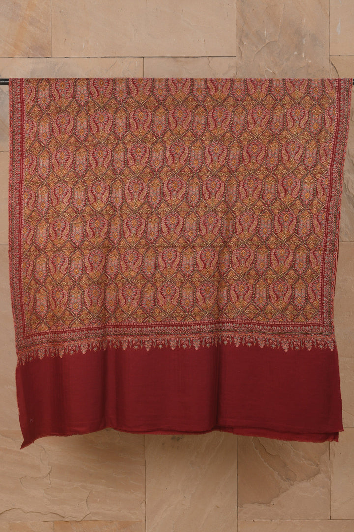 Pashtush India Womens Shawls Pashtush Pure Pashmina Shawl for Women, Kashmiri Sozni Hand Emrbodiery, Hand Made Shawl, Maroon