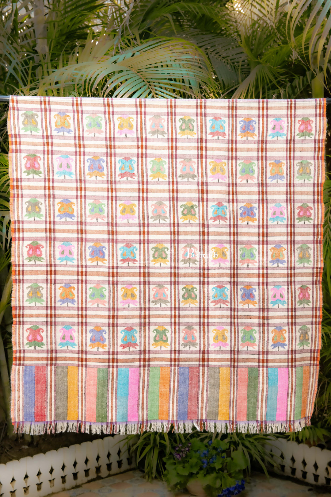 Pashtush India Womens Shawls Pashtush  Pure Pashmina Shawl, Hand Woven Kaani Design, Multicoloured