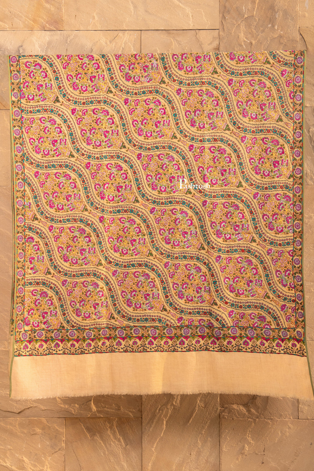 Pashtush Shawl Store Womens Shawls Pashtush Pure Pashmina Shawl, Papier-mâché Embroidery
