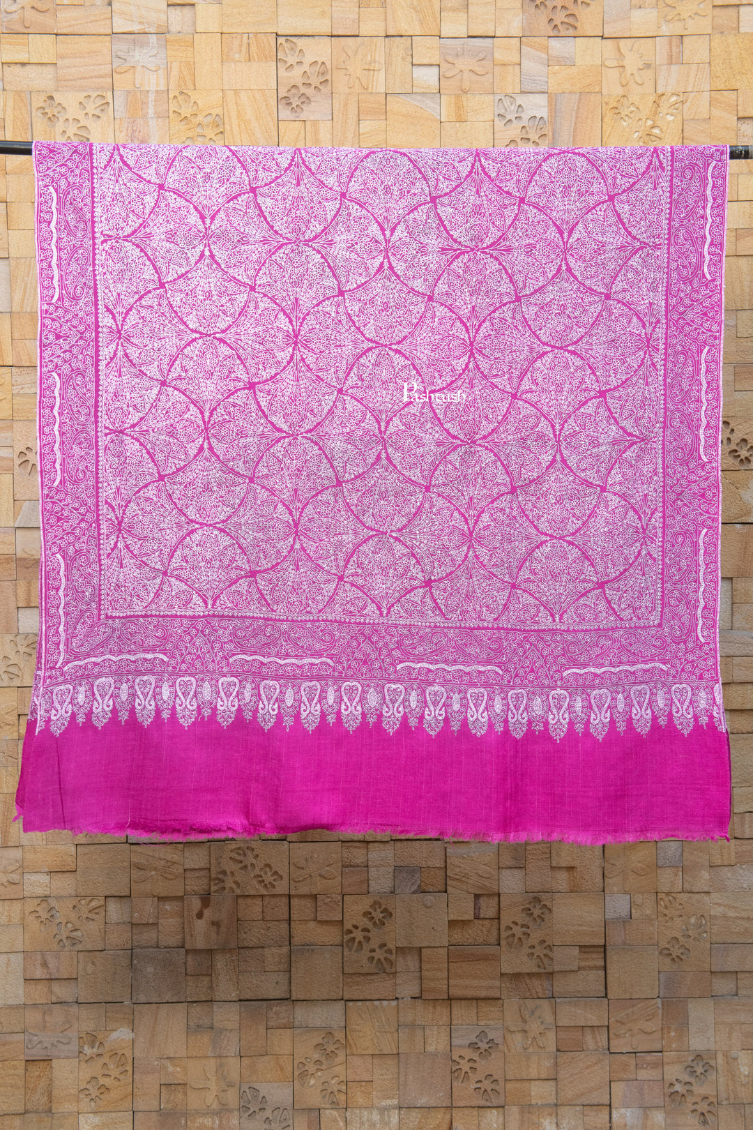 Pashtush India Womens Shawls Pashtush  Pure Pashmina Shawl, Sozni Hand Embroidery, Hand Woven, Tonal Design, Magenta