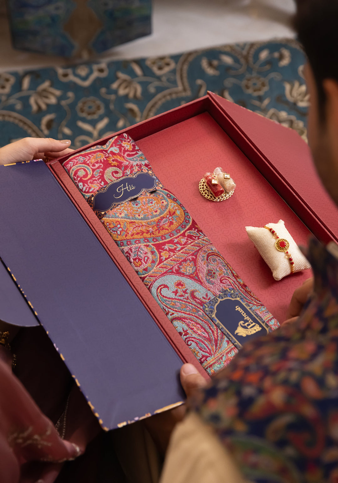 Pashtush India Gift Pack Pashtush Rakhi Gift Set, Mens Stole, Rakhi, Tilak in Premium Gift Box