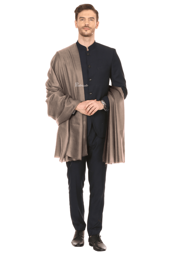 Pashtush India Mens Shawls Gents Shawl Pashtush Royal And Classy Fine Wool Mens Stole, Taupe