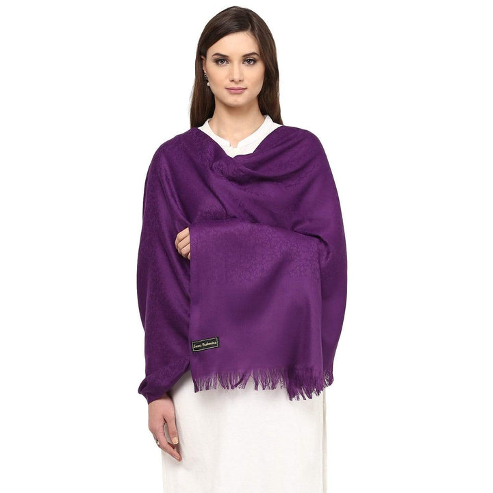 Pashtush India 100x200 Pashtush Self Paisley Weave Shawl, Fine Wool, Purple