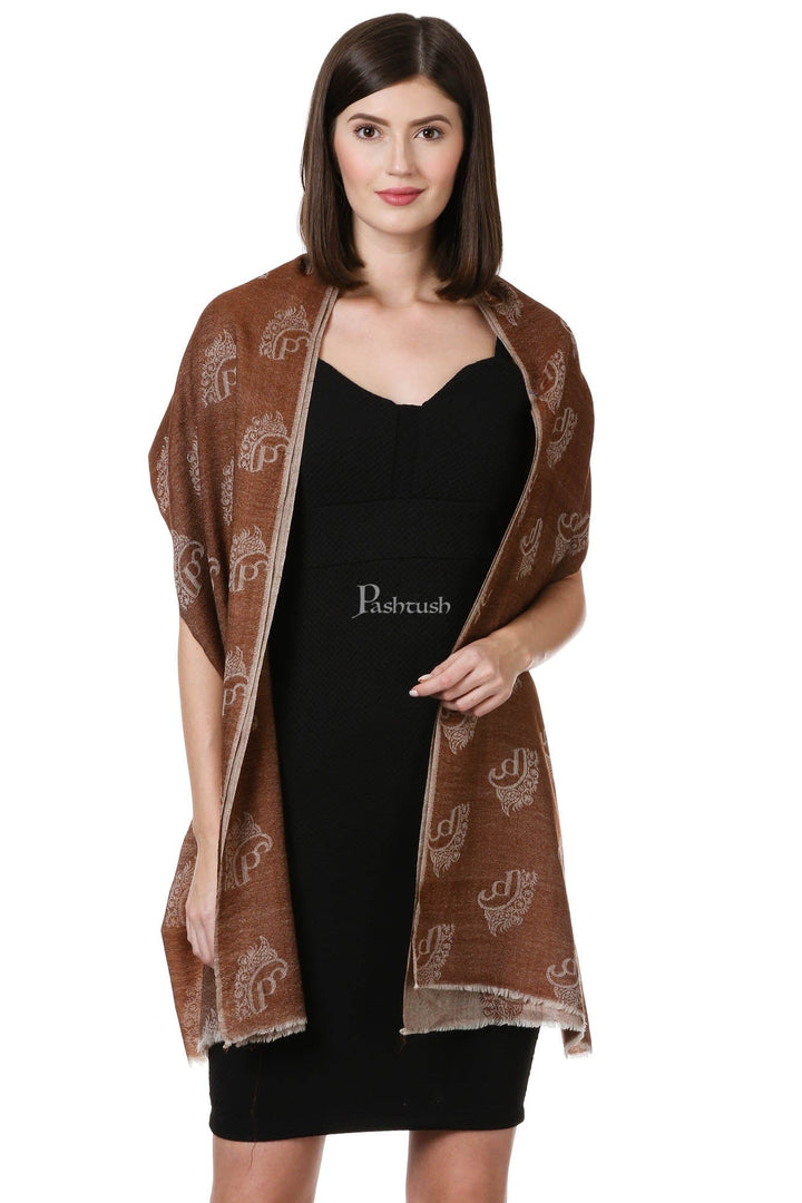 Pashtush India Womens Stoles and Scarves Scarf Pashtush Signature Scarf, Fine Wool Luxury Design Scarf, Stole, Weaving Design For Women