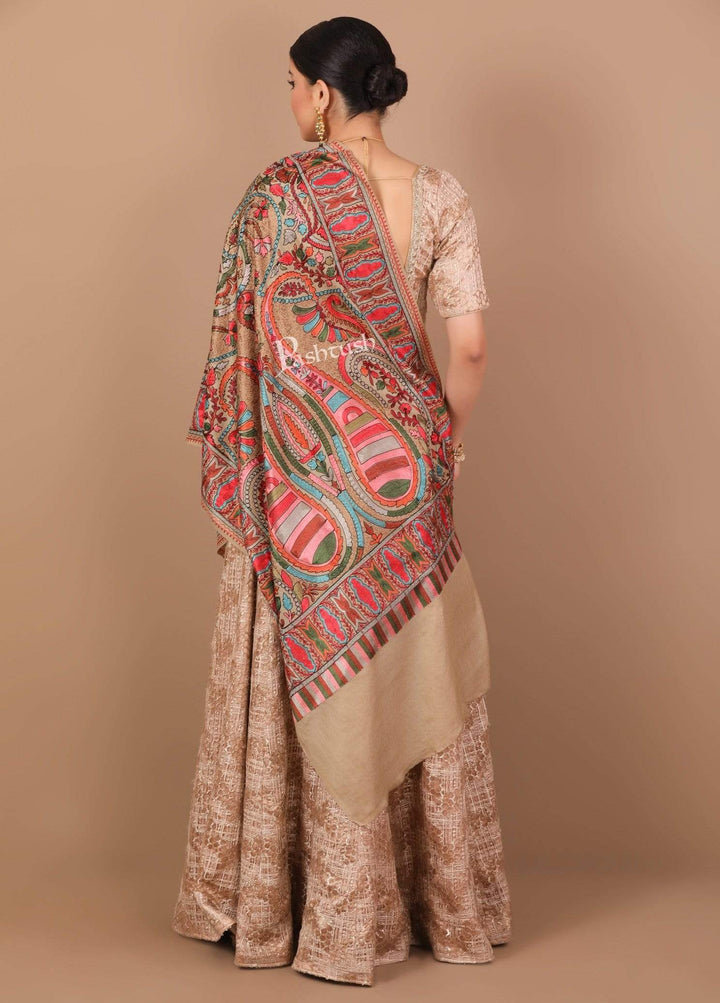 Pashtush Shawl Store Stole Pashtush Tres Chic Regal Collection, Wool Embroidery Nalki Shawl Scarf, Rich Black