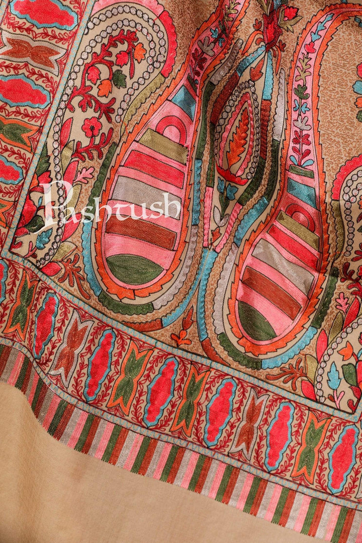 Pashtush Shawl Store Stole Pashtush Tres Chic Regal Collection, Wool Embroidery Nalki Shawl Scarf, Rich Black