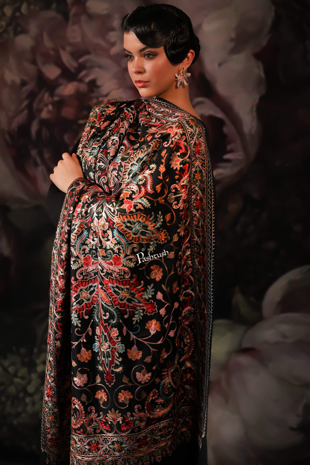 Pashtush Womens Fine Soft Bamboo Stole, Shikaardar Print Design