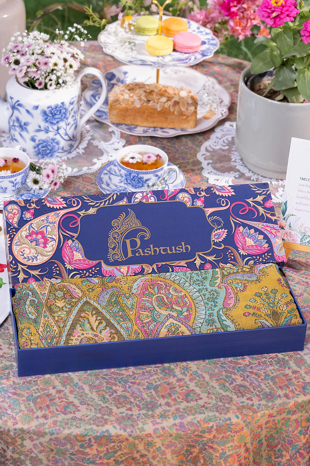 Pashtush India Gift Pack Pashtush Women 100% Pure Wool, With Woolmark Certificate, Woven Kalamkari Design Shawl, Mustard