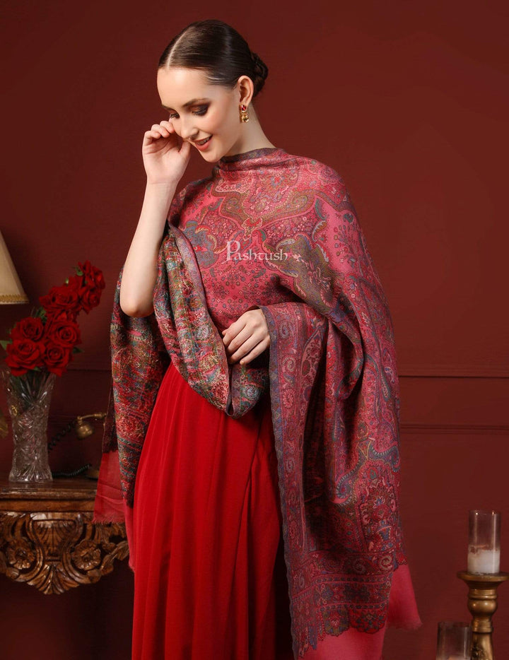 Pashtush India 100x200 Pashtush Women 100% Pure Wool Woven Kalamkari Weave Shawl, With Woolmark Certificate