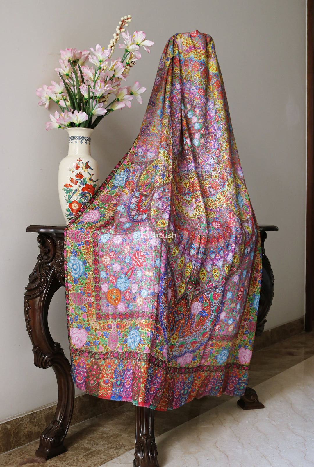 Pashtush India Womens Shawls Pashtush women Bamboo shawl, Kalamkari printed design, Multicolour