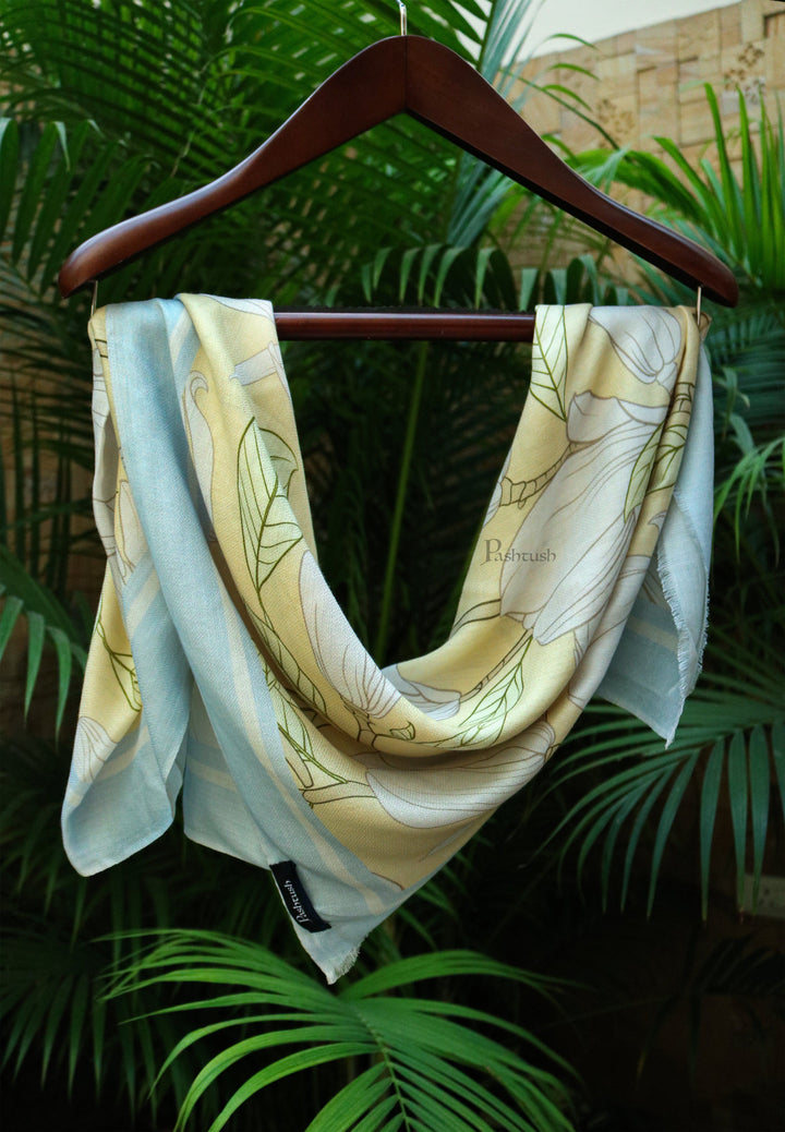 Pashtush India Womens Stoles and Scarves Scarf Pashtush women Bamboo stole, With Signature design, Yellow and blue