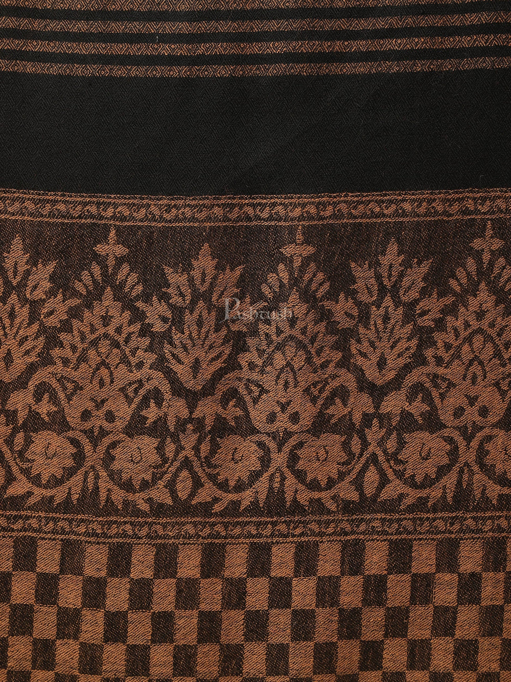 Pashtush India Womens Stoles and Scarves Scarf Pashtush women Extra Fine Wool stole, check design, black