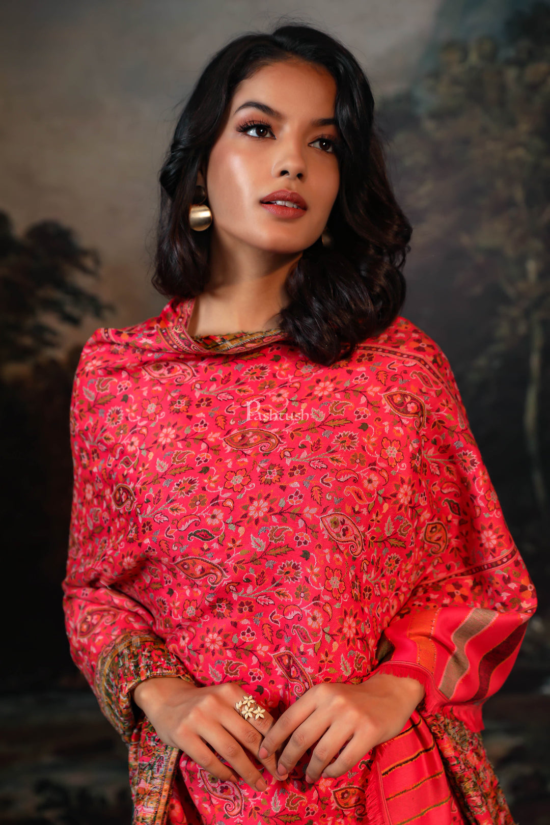 Pashtush India Womens Shawls Pashtush women faux pashmina shawl, ethnic weave design, multi color