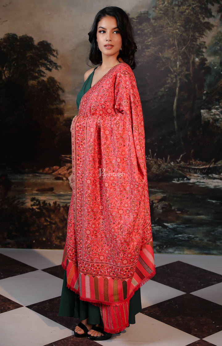 Pashtush India Womens Shawls Pashtush women faux pashmina shawl, ethnic weave design, multi color