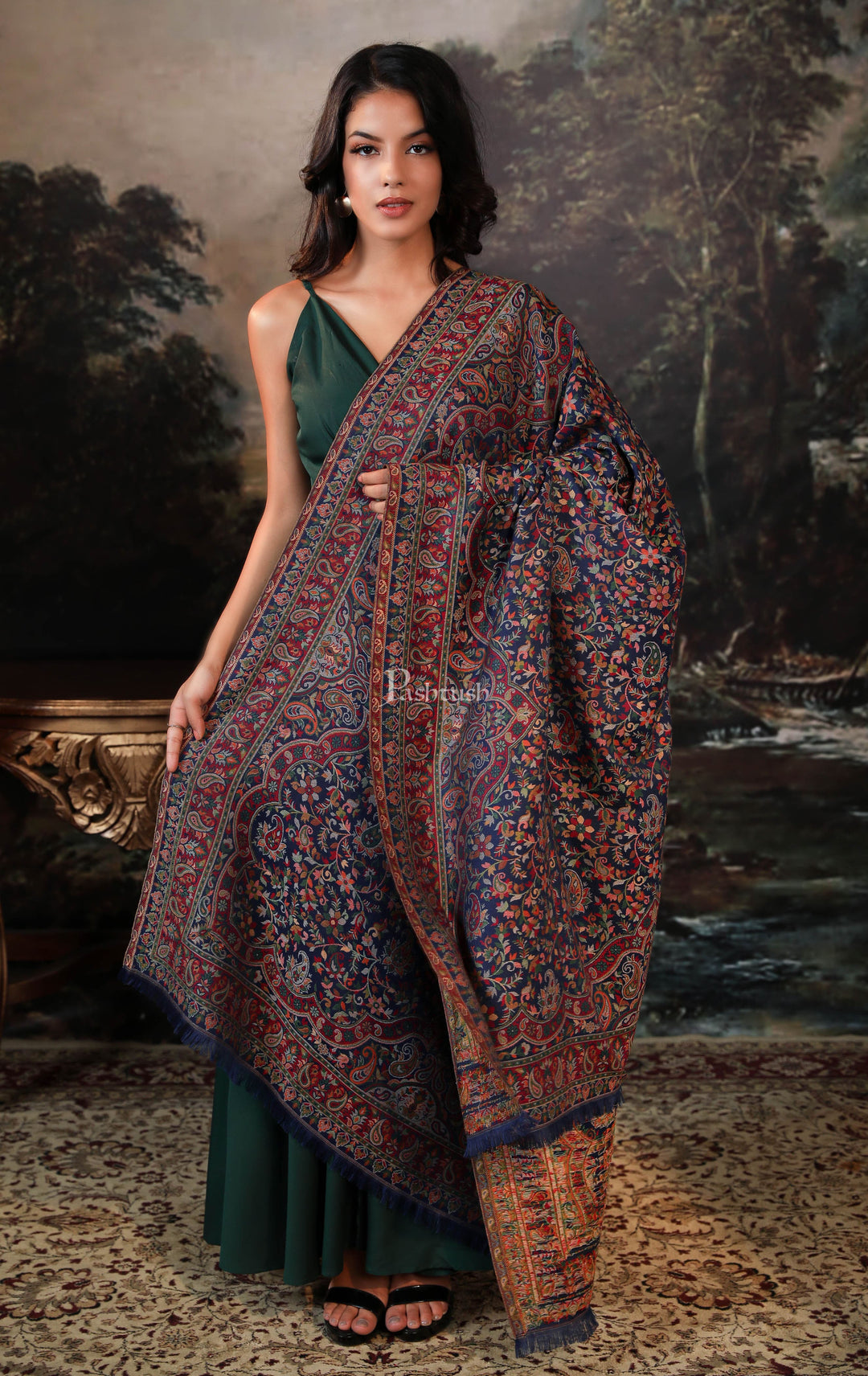 Pashtush India Womens Shawls Pashtush women faux pashmina shawl, ethnic weave design, multi color