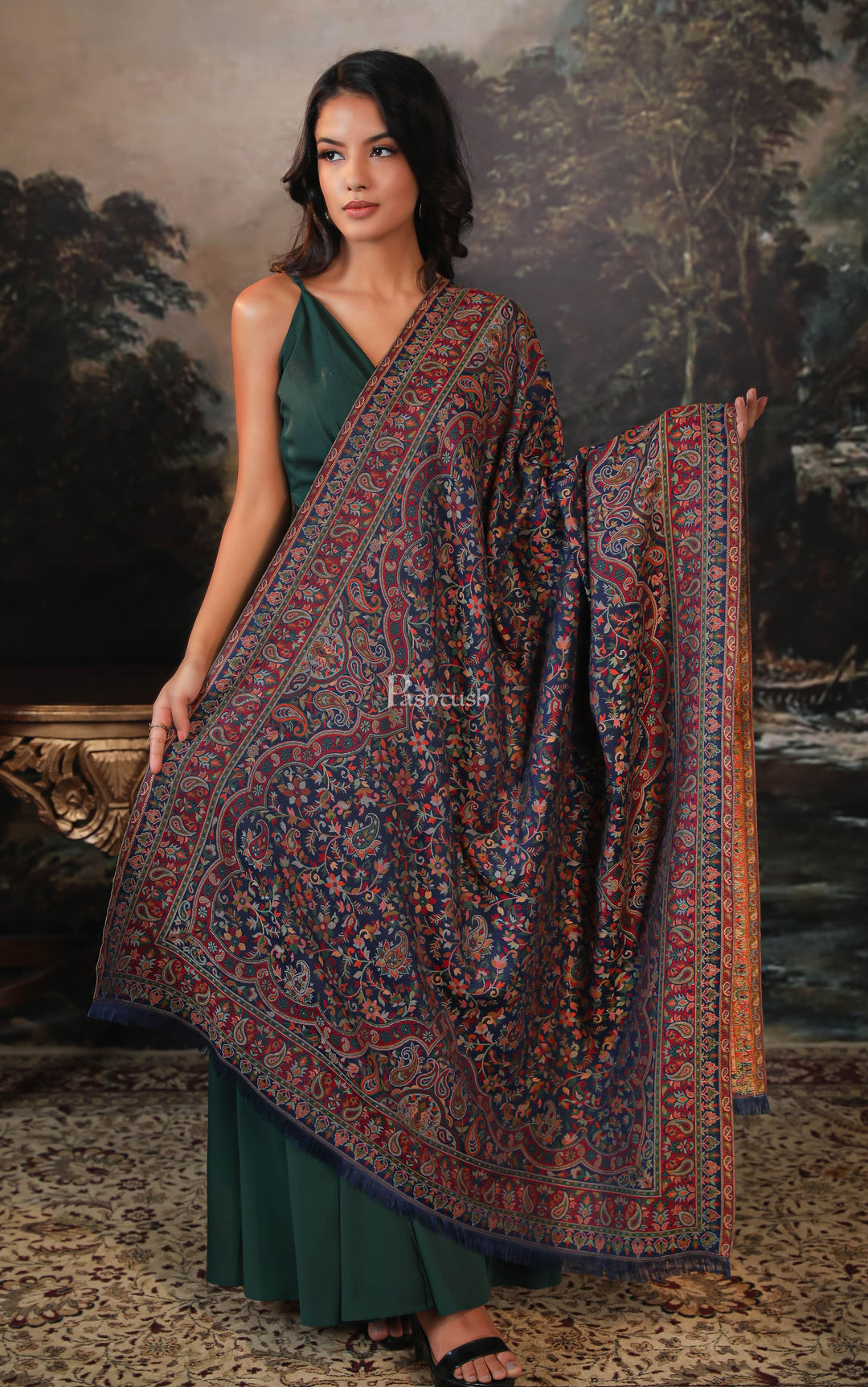 Pashtush India Womens Shawls Pashtush women faux pashmina shawl, ethnic weave design, multi color
