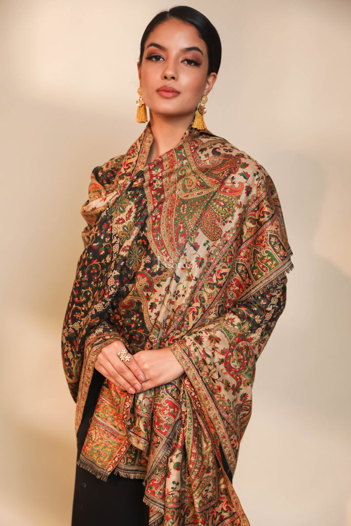 Pashtush India Womens Shawls Pashtush women faux pashmina shawl, ethnic weave design, multi color