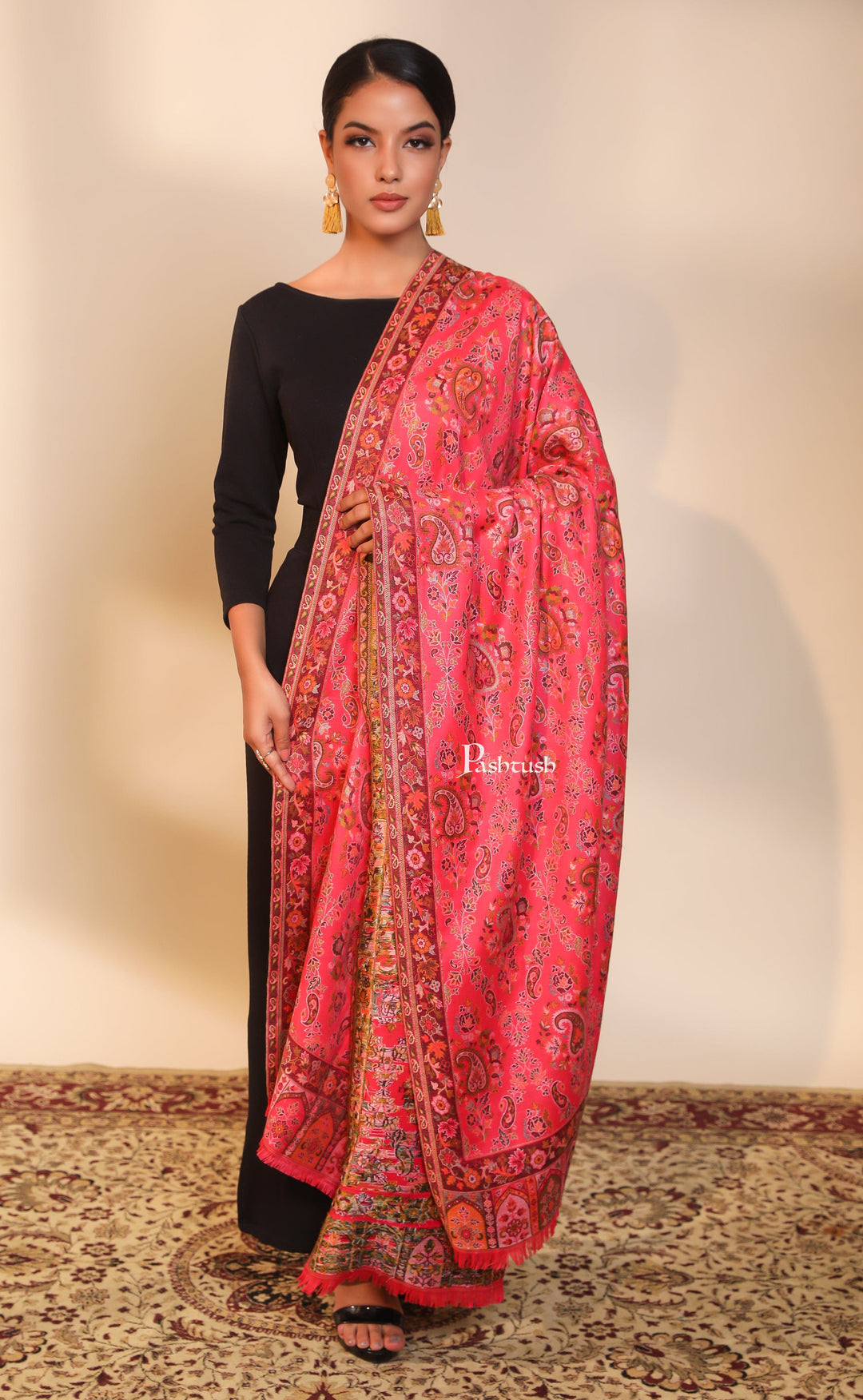 Pashtush India Womens Shawls Pashtush women faux pashmina shawl, ethnic weave design, multi color