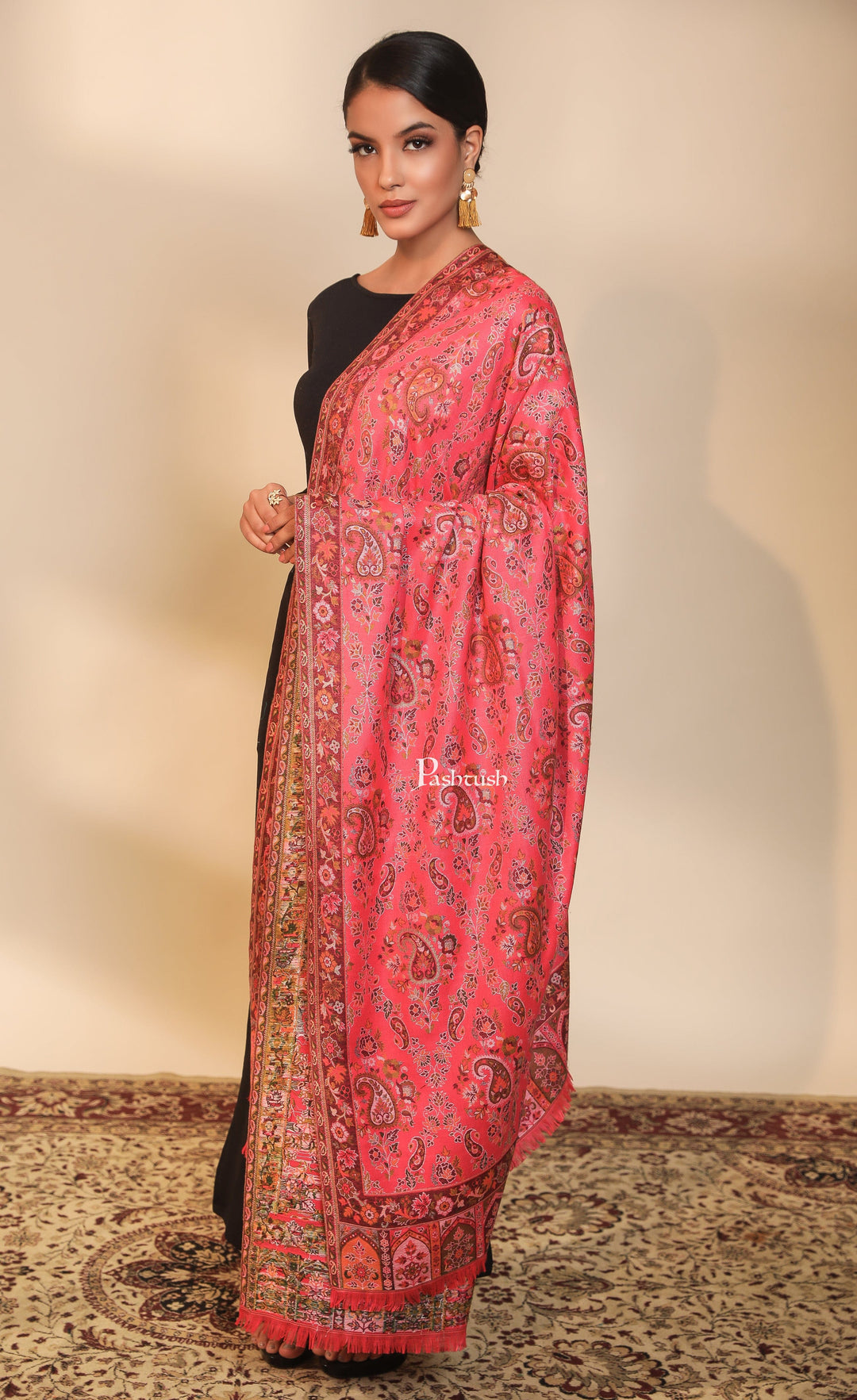 Pashtush India Womens Shawls Pashtush women faux pashmina shawl, ethnic weave design, multi color