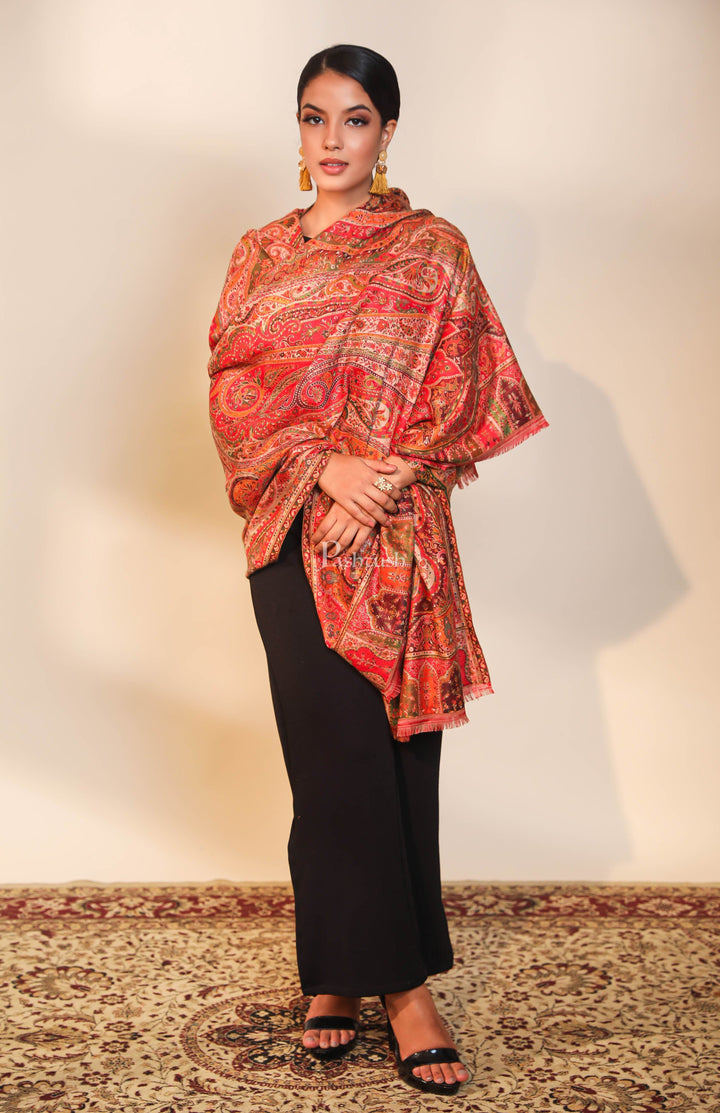 Pashtush India Womens Shawls Pashtush women faux pashmina shawl, ethnic weave design, multi color