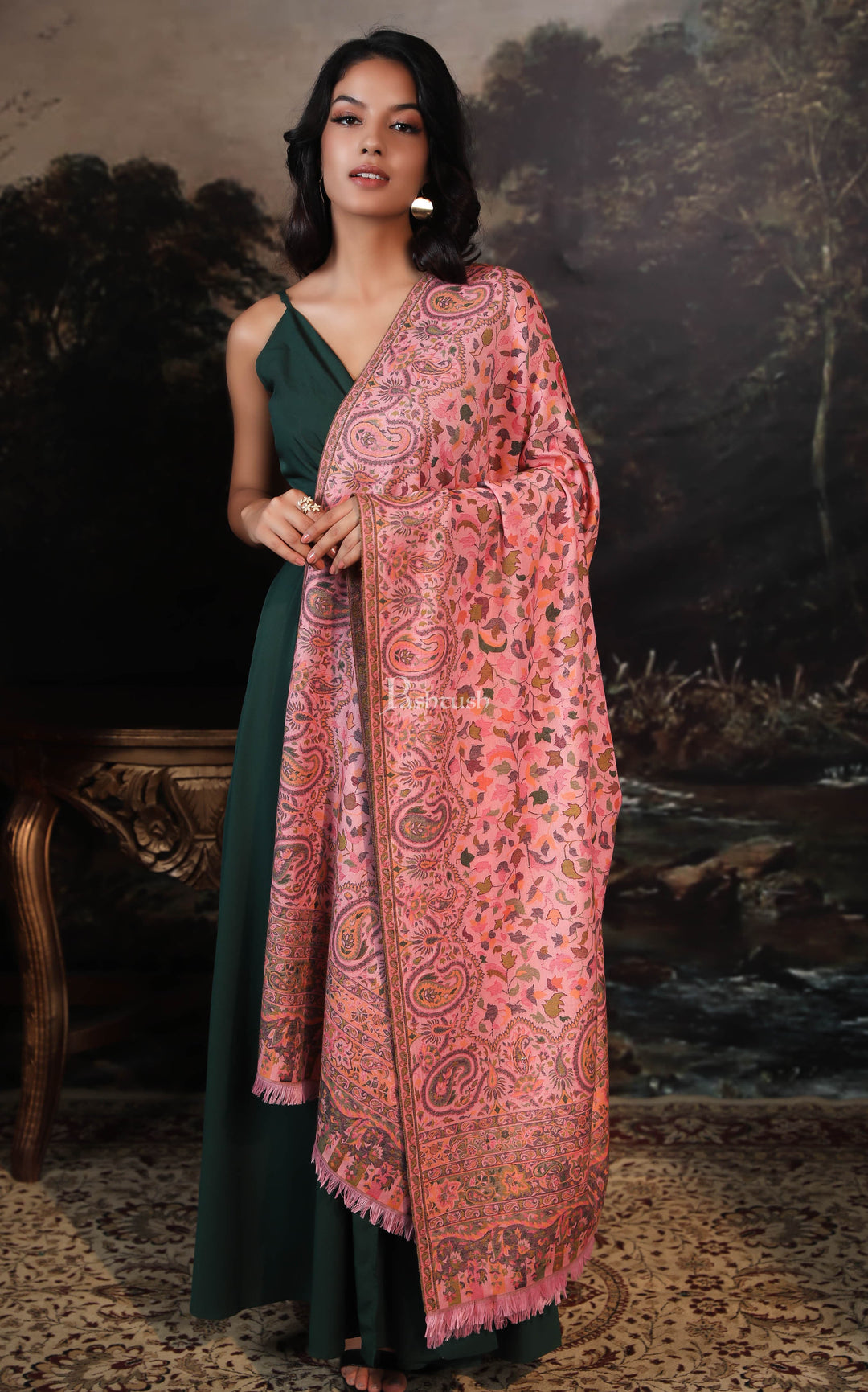 Pashtush India Womens Shawls Pashtush women faux pashmina shawl, ethnic weave design, multi color