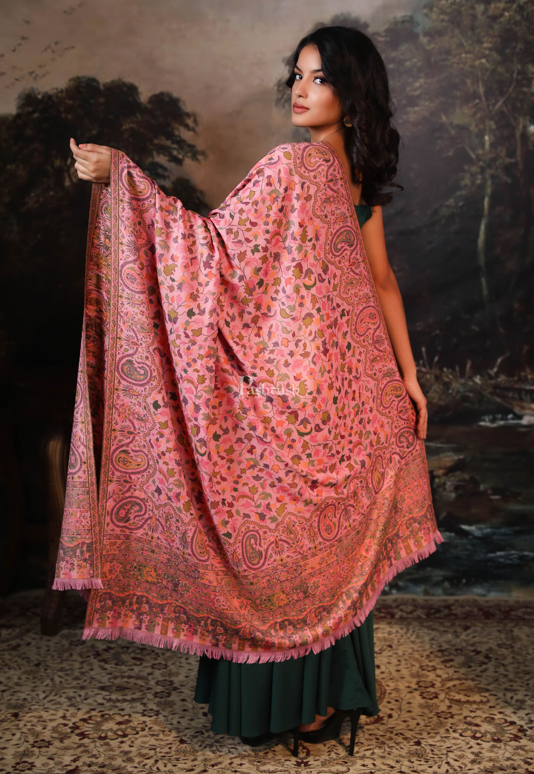 Pashtush India Womens Shawls Pashtush women faux pashmina shawl, ethnic weave design, multi color