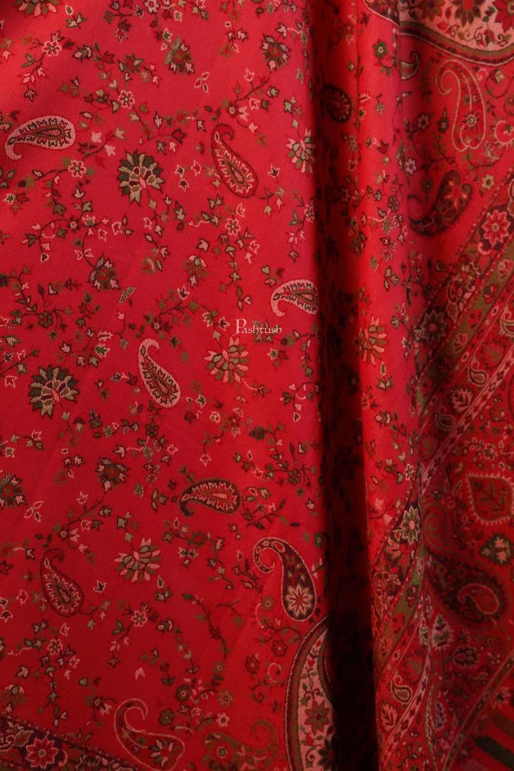 Pashtush India 100x200 Pashtush Women Faux Pashmina Woven Design Kaani Shawl, Red