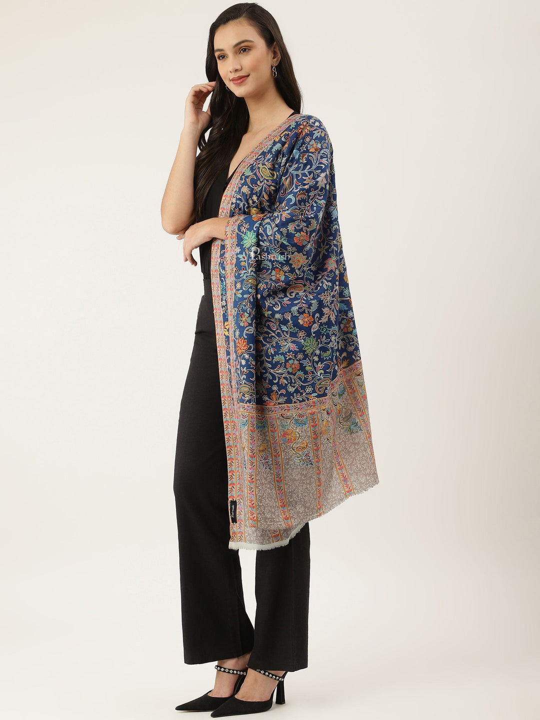 Pashtush India Womens Stoles and Scarves Scarf Pashtush women Fine Wool stole, Kalamkari design, Multicolour