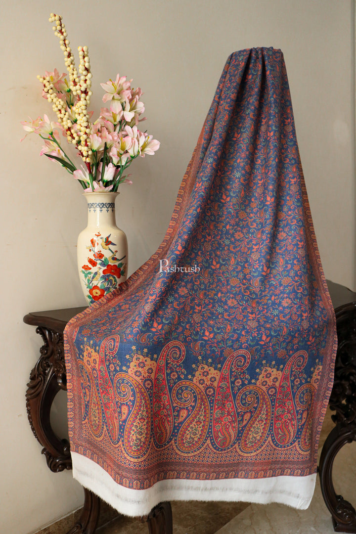 Pashtush India Womens Shawls Pashtush women Fine Wool stole, Printed Paisley design, Multicolour