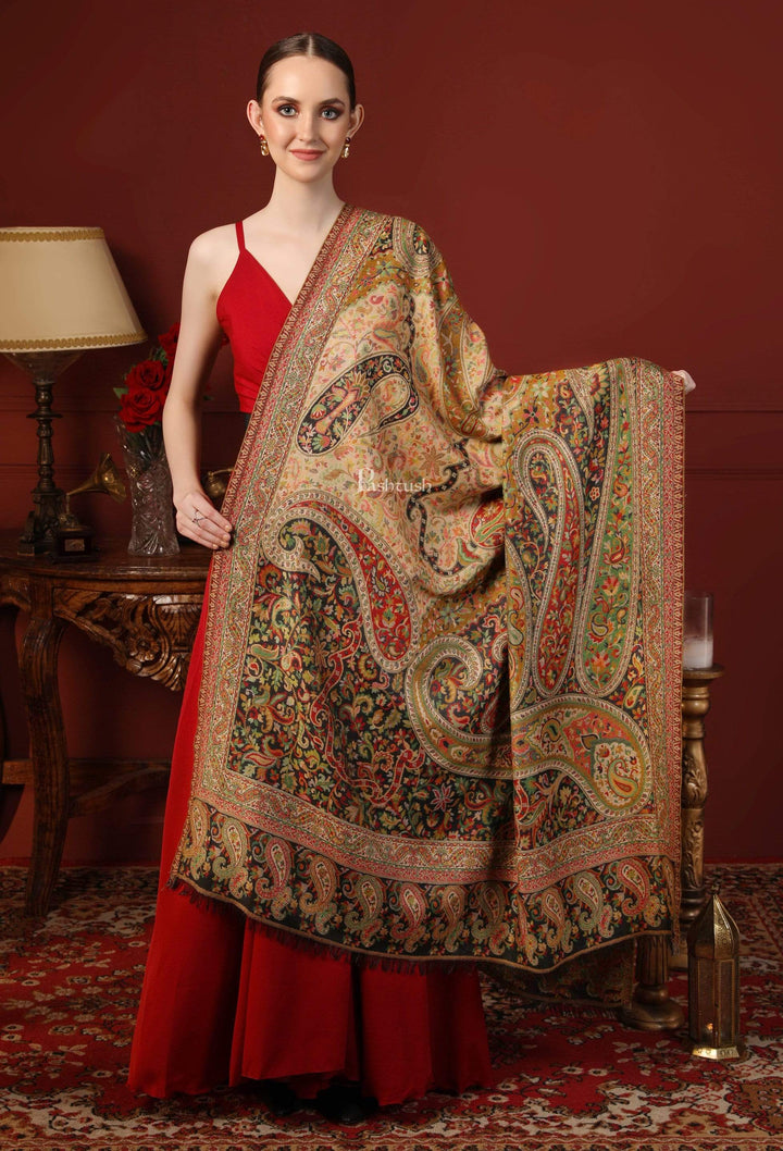 Pashtush India 100x200 Pashtush Women Kaani Weave Shawl, Rich Garden, Multi-coloured