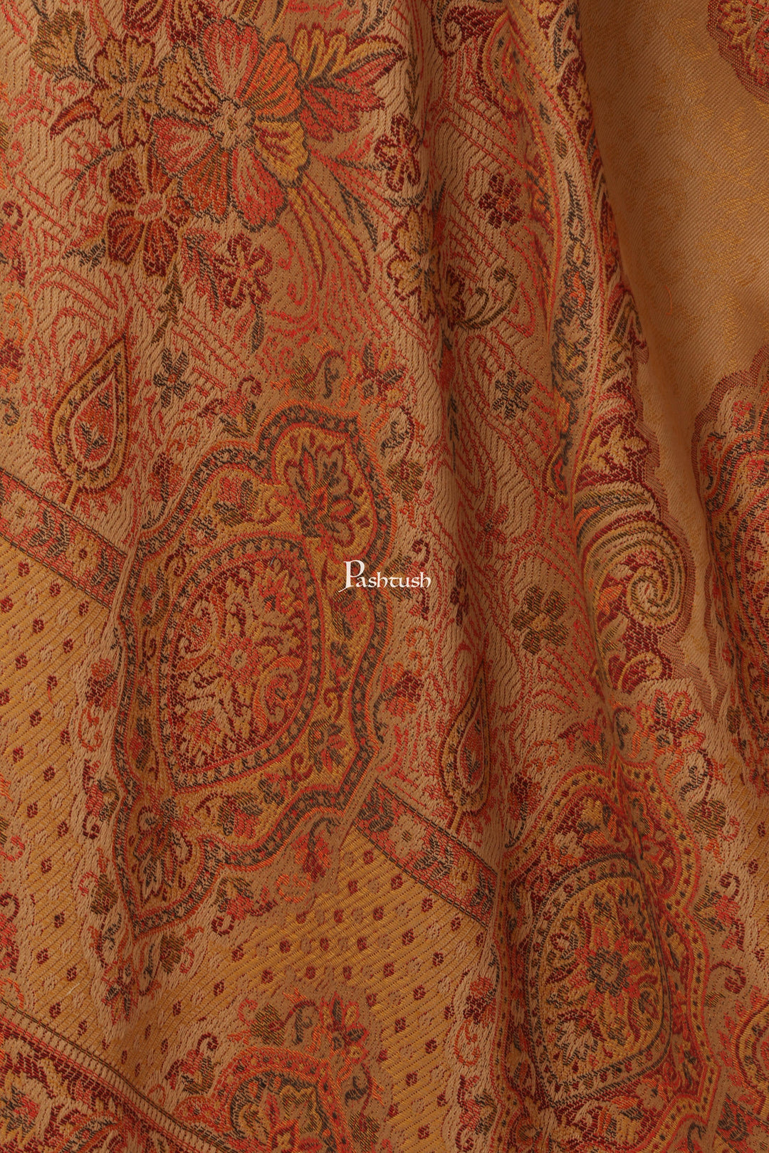 Pashtush India Womens Stoles and Scarves Scarf Pashtush Women Maroon Beige Woven Design Designer Stole