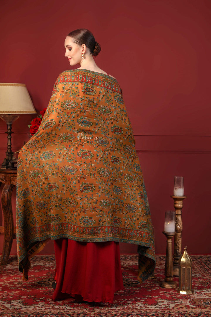 Pashtush India 70x200 Pashtush Women Multi-coloured 100% Pure Wool Woven Design Ethnic Stole