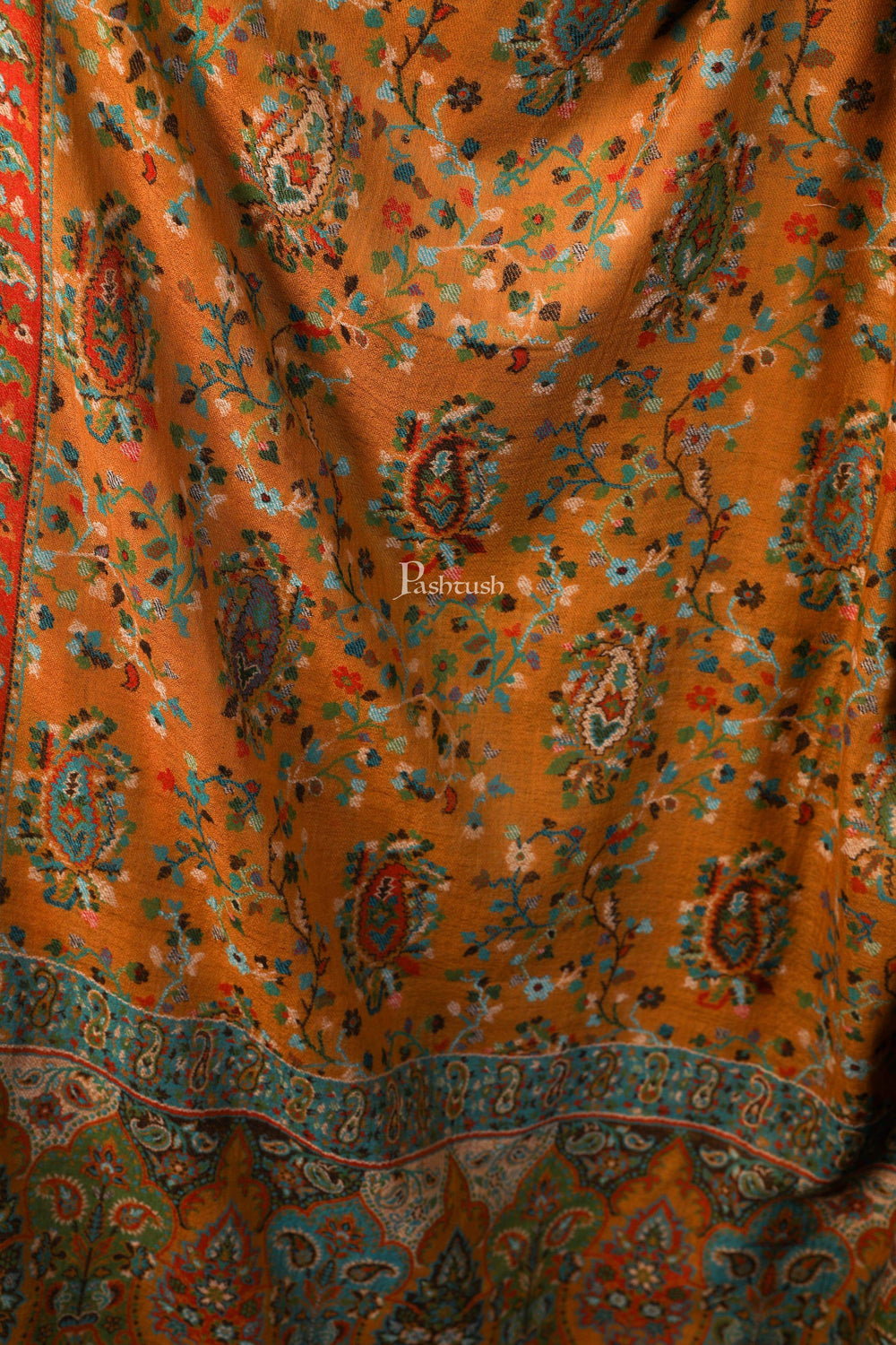 Pashtush India 70x200 Pashtush Women Multi-coloured Pure Wool Woven Design Ethnic Stole