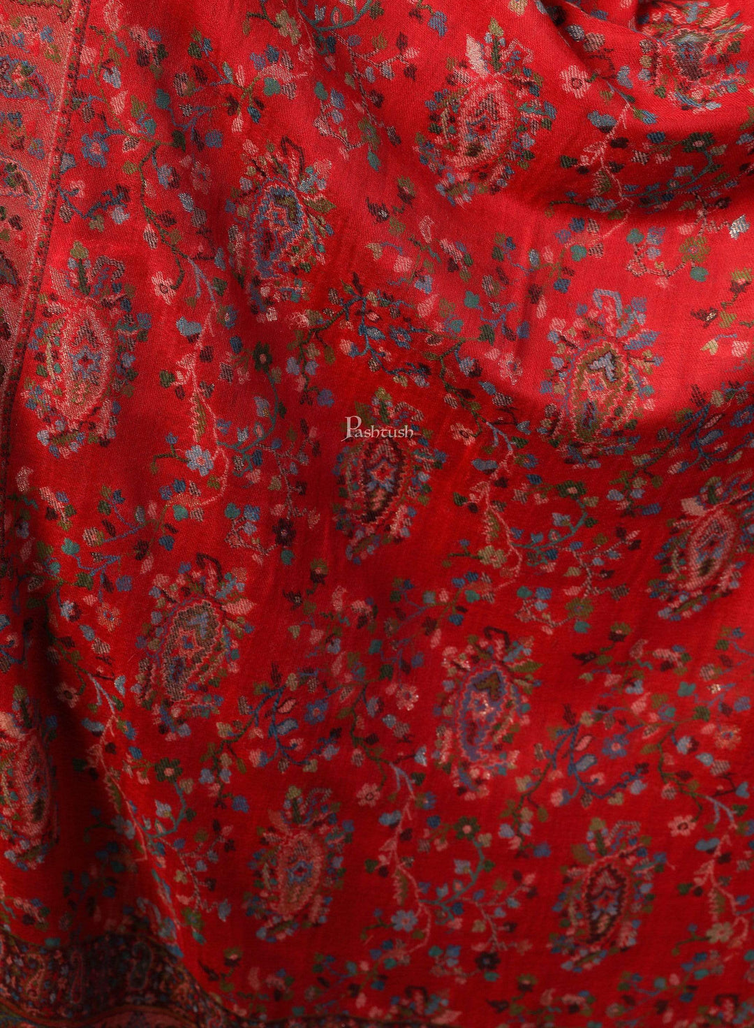 Pashtush India 70x200 Pashtush Women Multi-coloured Pure Wool Woven Design Kaani Stole