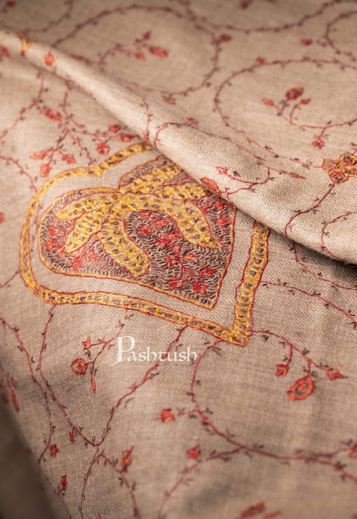 Pashtush India Shawl Pashtush Women’s 100% hand embroidered Heavy Jaal Shawl in Pure Wool (certified)