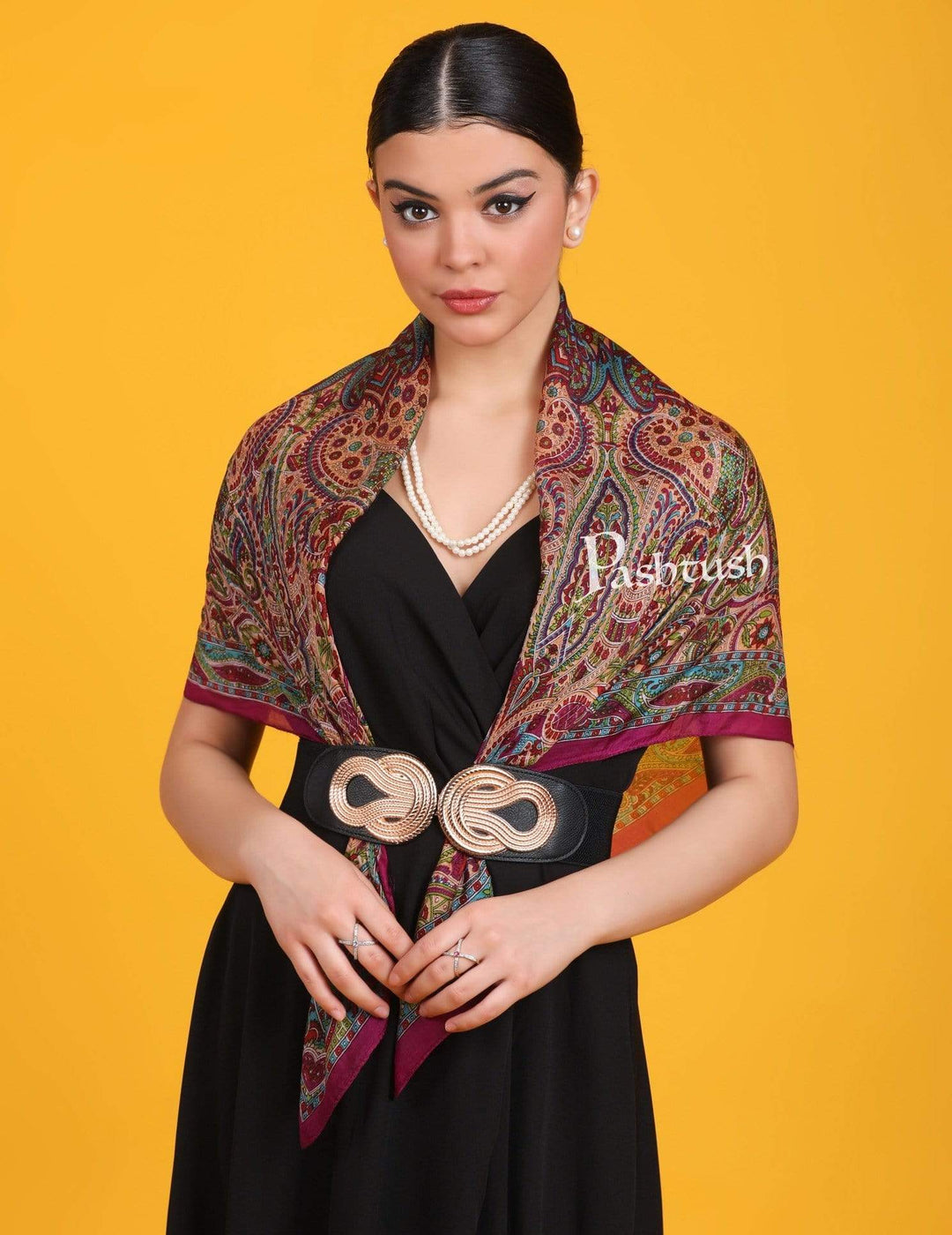 Pashtush India Scarf Pashtush Women's 100% Pure Silk, Printed Scarf, Ultra Soft and Smooth