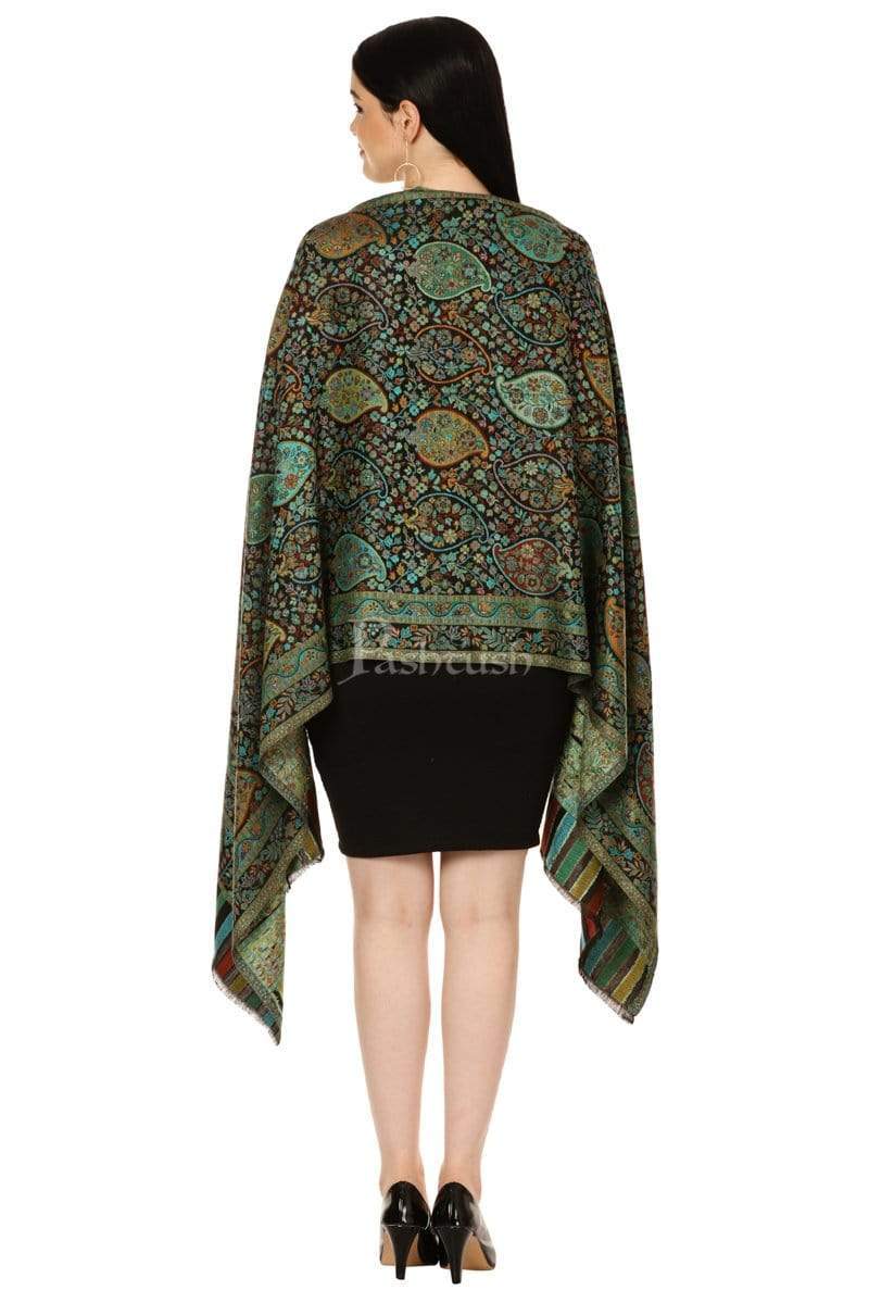 Pashtush India 70x200 Pashtush Women's Antique Scarf, Extra soft Bamboo, Peacock Green