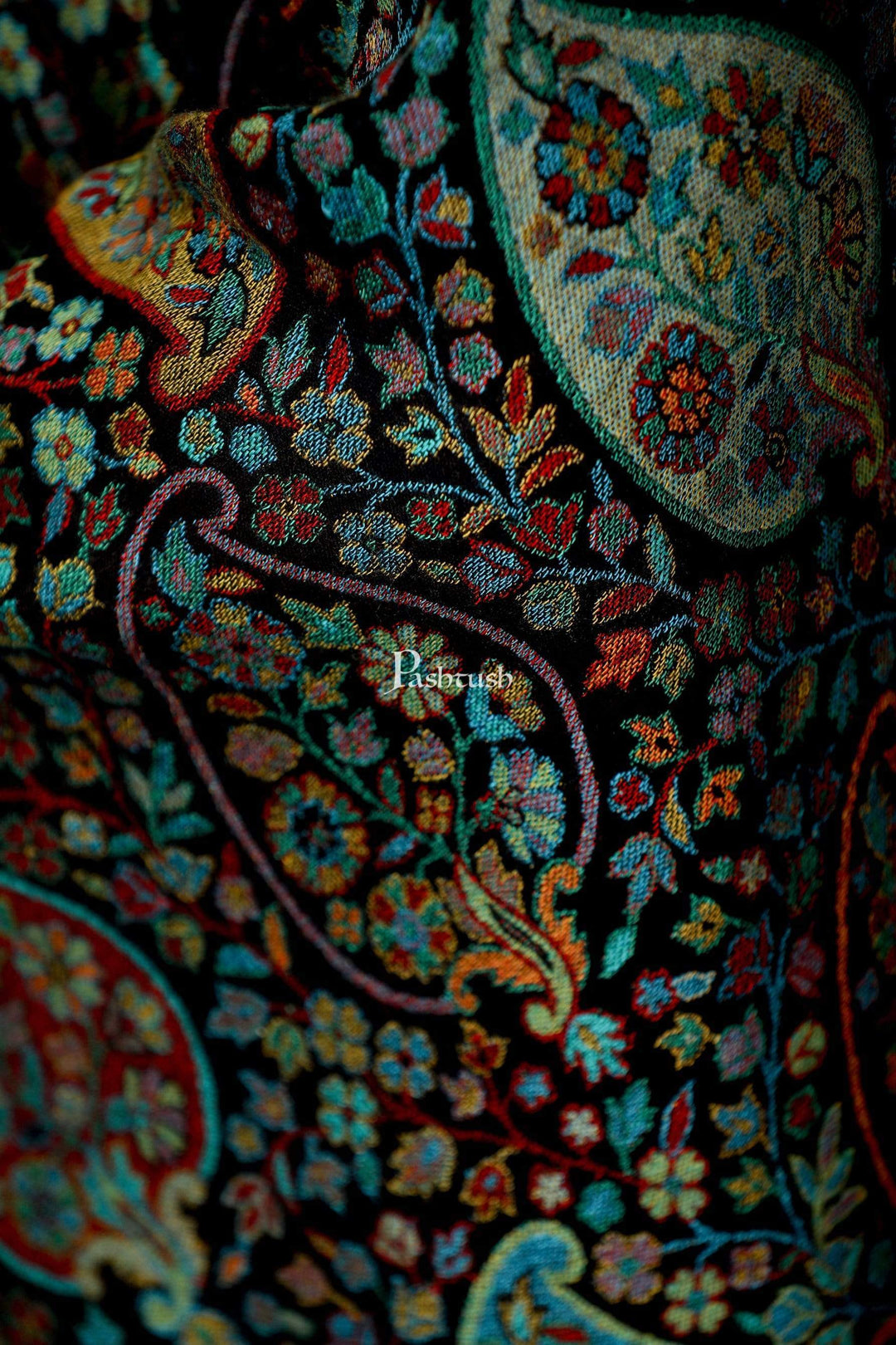 Pashtush India 70x200 Pashtush Women's Antique Scarf, Extra soft Bamboo, Peacock Green