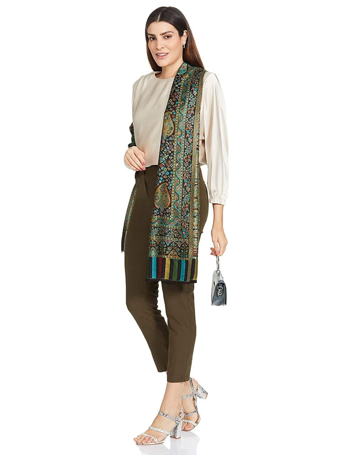 Pashtush India 70x200 Pashtush Women's Antique Scarf, Extra soft Bamboo, Peacock Green
