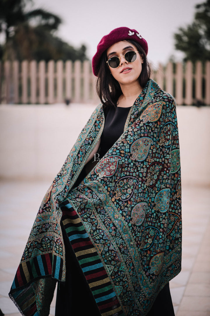 Pashtush India Womens Stoles and Scarves Scarf Pashtush Women'S Antique Scarf, Extra Soft Bamboo, Peacock Green