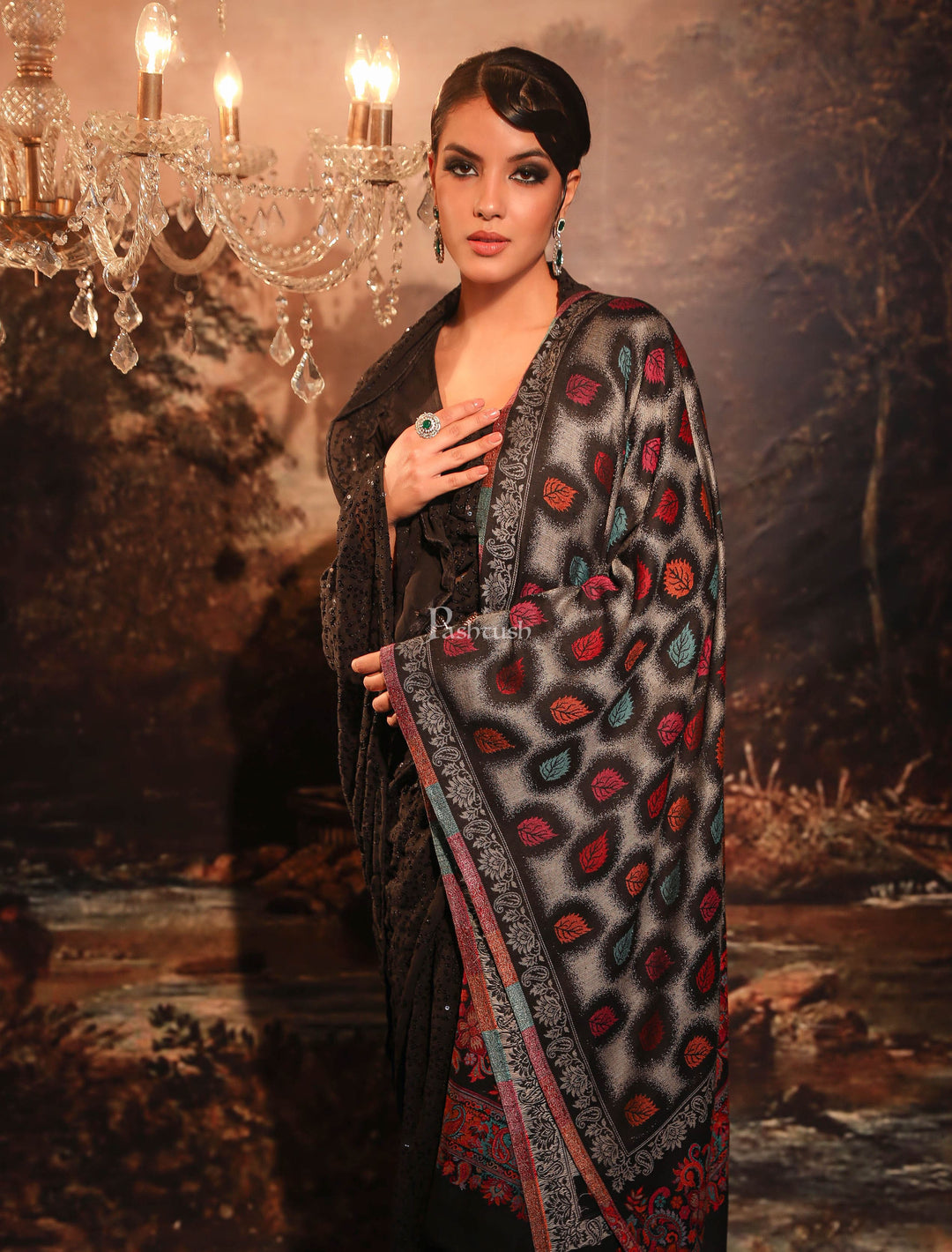 Pashtush India Womens Stoles and Scarves Scarf Pashtush Women's Antique Scarf, Extra Soft Bamboo Stole