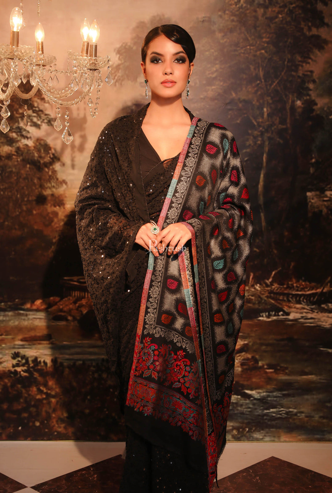 Pashtush India Womens Stoles and Scarves Scarf Pashtush Women's Antique Scarf, Extra Soft Bamboo Stole